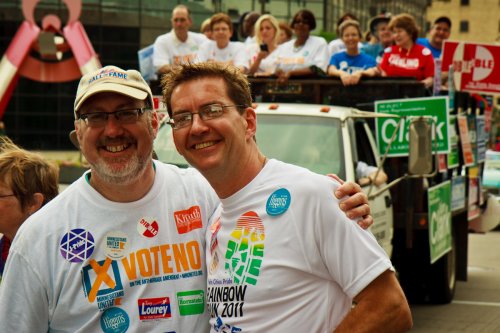 Rep. Frank Hornstein and Sen. Scott Dibble at Twin Cities Pride.